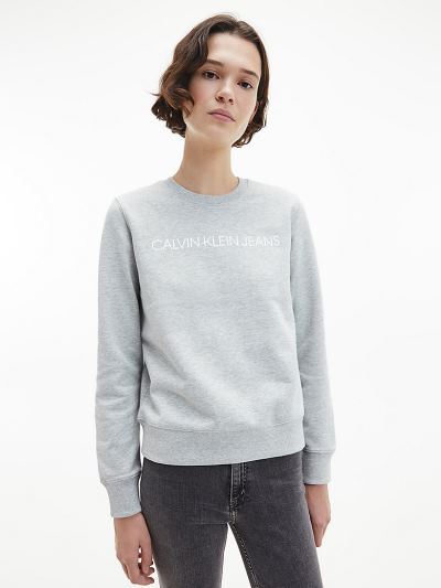 Calvin Klein Ruhák HU091115 | Calvin Klein Logo Női Pulóver Világos Szürke